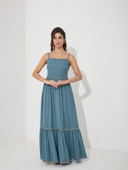 Miss Chase - Blue Crepe Solid Dress
