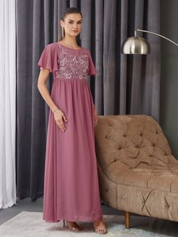 Miss Chase - Lavender Georgette Embroidered Dress