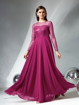 Miss Chase - Pink Georgette Embellished Gown