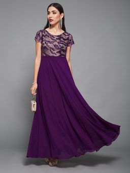 Miss Chase - Purple Georgette Embellished Gown