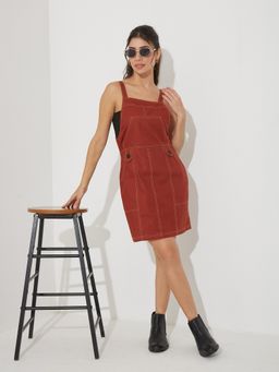 Miss Chase - Rust Cotton Solid Dungaree