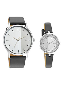 Sonata - 7710587041Sl01 White Dial Analog Watch For Couple (Set of 2)