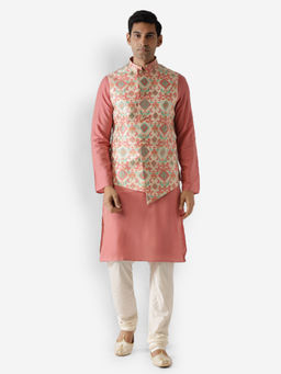 KISAH - Men Off White Kurta Jacket (Set of 3)