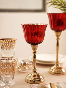 Pure Home + Living - Red and Gold Votive with Metal Stand