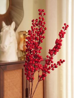 Pure Home + Living - Red Artificial Berry Stem - Single