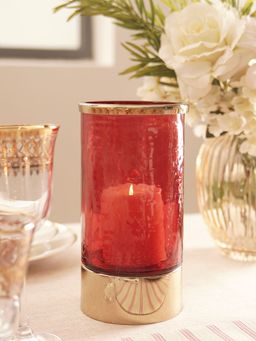 Pure Home + Living - Red Hammered Glass Votive with Base