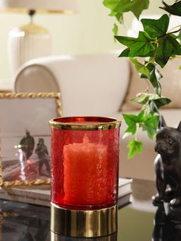 Pure Home + Living - Red Hammered Glass Votive with Base