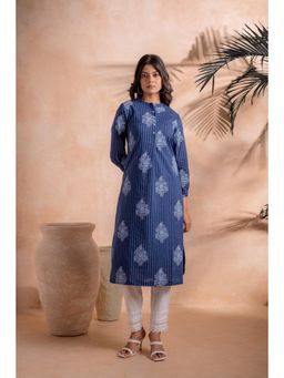 Juniper - Indigo Stripe Motif Heritage Kurta