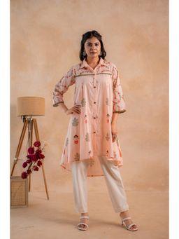 Juniper - Blush Peach Garden Printed A-Line Tunic Kurta