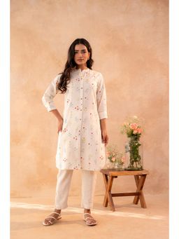 Juniper - Ivory Meadow Bloom Printed Shirt Kurta