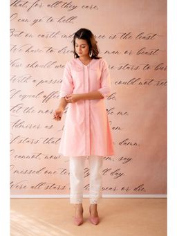Juniper - Baby Pink Lace-Detailed Kurta