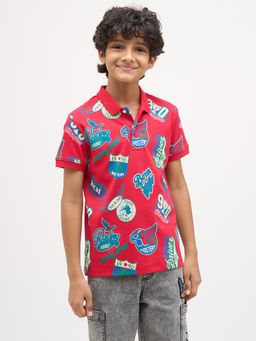 Jack & Jones Junior - Boys Printed Cotton Polo T-shirt