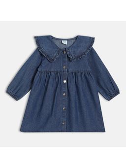 MINI KLUB - Girls Cotton Solid Knee Length Dress