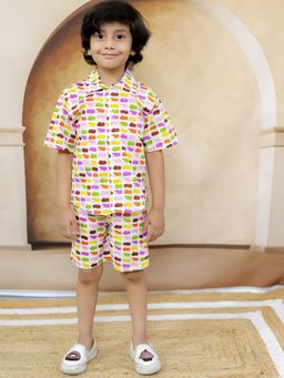 Ka-mee - Boys Cotton Printed Shirt with Shorts Co-Ord Set