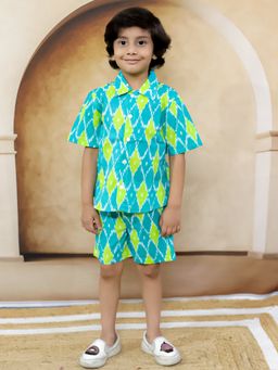 Ka-mee - Boys Cotton Printed Shirt with Shorts Co-Ord Set