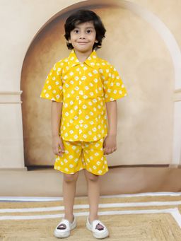 Ka-mee - Boys Cotton Printed Shirt with Shorts Co-Ord Set