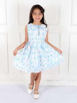 Ka-mee - Girls Cotton Printed Knee Length with Belt