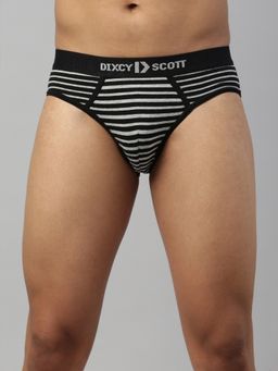 Dixcy Scott - Men's Spandex Jersey Fabric With Anti Microbial Finish Striped Brief Black