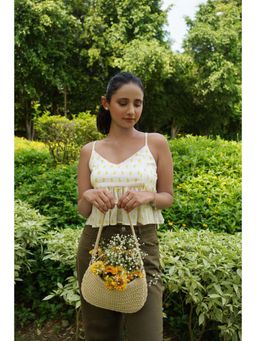 Heaven & Above - Daffodil Printed White Top