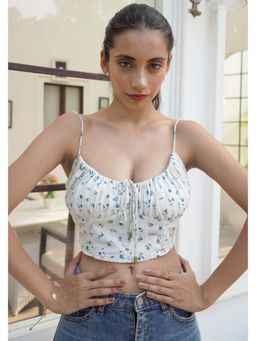 Heaven & Above - Daisy Printed White Crop Top