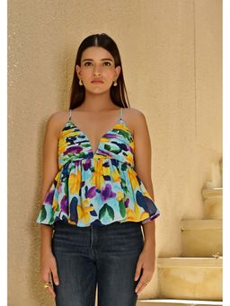 Heaven & Above - Ivy Printed Blue Top