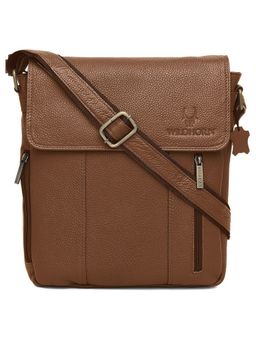 WILDHORN - Classic Genuine Leather Brown Solid Sling Bag for Men