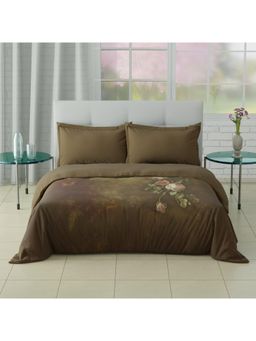 SPACES - Elegance Noir 100% Cotton 200 Tc Floral Winter Double Quilt Brown - Brown