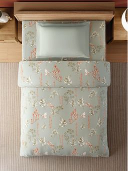 SPACES - Zera Hypro Cotton 233 Tc Percale Floral Single Quilt Light Grey - Grey