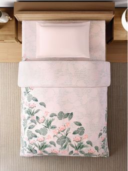 SPACES - Zera Hypro Cotton 233 Tc Percale Floral Single Quilt Blush - Blue