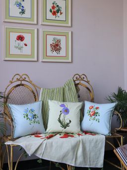 Crown of Poppies - Vintage Garden Medley Cushion Cover - Multi-Color (16 X 16 Inches) (Pack of 3)