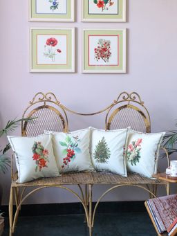 Crown of Poppies - Christmas Botanical Collection Cushion Cover (16 X 16 Inches) (Pack of 4)