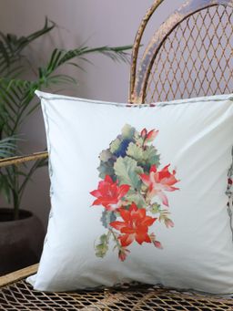 Crown of Poppies - Christmas Botanical Collection Cushion Cover - Multi-Color (16 X 16 Inches)