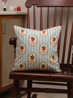 Crown of Poppies - Holly & Ice Stripes Cushion Cover - Multi-Color (16 X 16 Inches)
