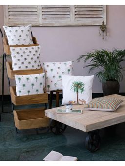 Crown of Poppies - Garden Muse Printed Cotton Cushion Cover - Multi-Color (16 X 16 Inches) (Pack of 6)