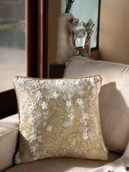 Maspar - Cotton Embroidered Square Cushion Cover for Sofa & Bed Decor - Green (M)