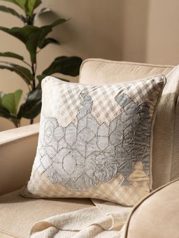 Maspar - Cotton Embroidered Square Cushion Cover for Sofa & Bed Decor - Blue (M)