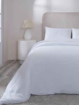 Maspar - 100% Cotton King Solid Duvet Cover for Winter - White