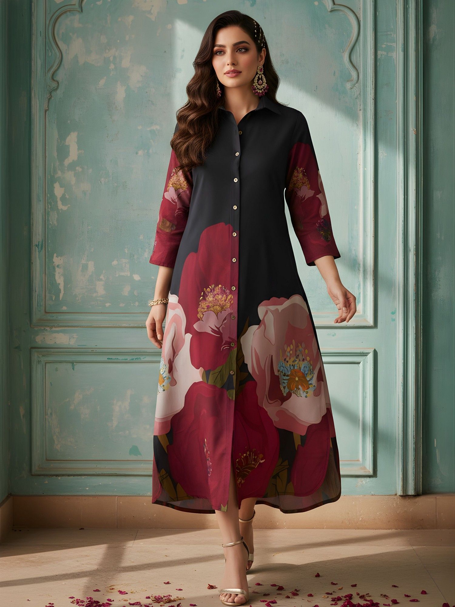 dora dori Women Multicolor Floral Printed Shirt Dress-picture-16