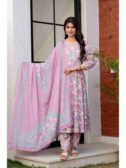 Meeranshi - Women Pink Floral Printed Kurta with Pant and Dupatta