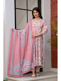 Meeranshi - Women Pink Floral Printed Kurta with Pant and Dupatta