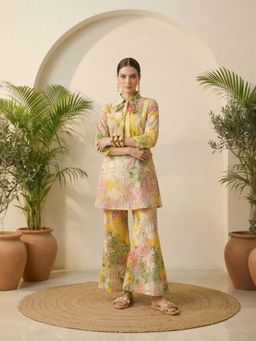 IMANA - Women Yellow Floral Printed Pure Cotton Co-Ord Set