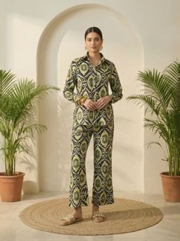 IMANA - Black Ikkat Printed Pure Cotton Co-Ord Set