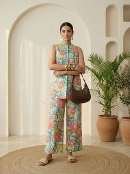 IMANA - Women Multicolor Floral Print Pure Cotton Sleeveless Co-Ord Set