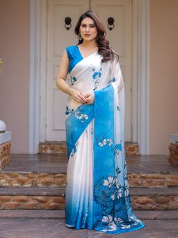 ALMAARI FASHION - Women Multicolor Floral Saree with Unstitched Blouse