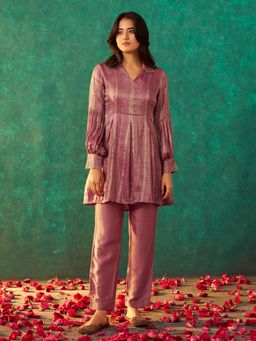 arangya - Women Embroidered Viscose Rayon Purple Kurti and Pant