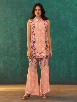 arangya - Women Printed Pure Crepe Peach Co-Ord Set
