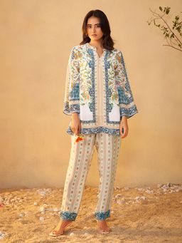 arangya - Women Printed Pure Crepe White Co-Ord Set