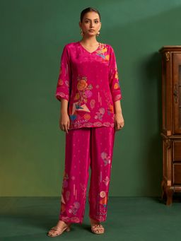 arangya - Women Poly Crepe Pink Co-Ord Set