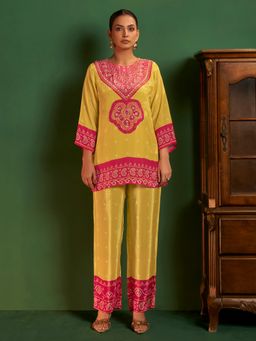 arangya - Women Poly Crepe Yellow Co-Ord Set