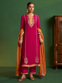 arangya - Women Viscose Rayon Pink Kurta with Pant and Dupatta